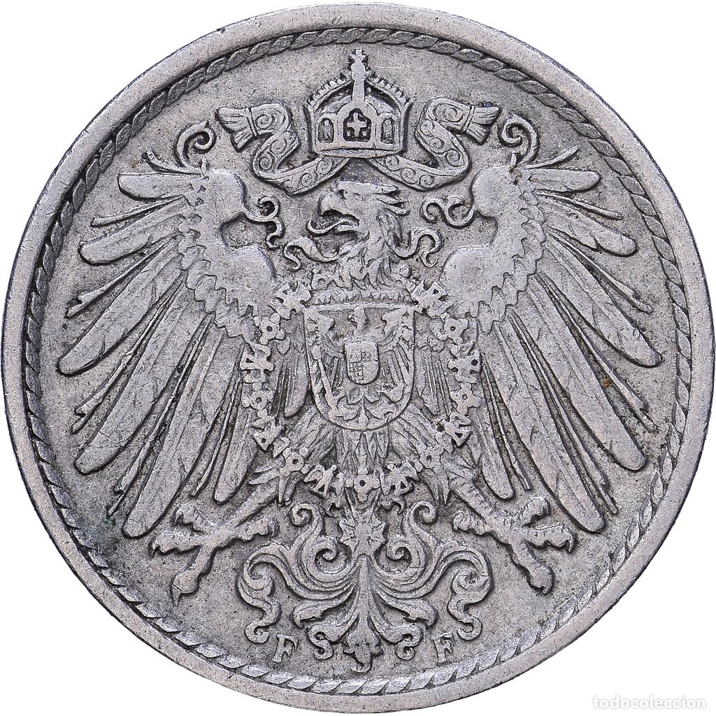 Monedas antiguas de Europa: [#1530580] Alemania, 5 Pfennig, 1915, Stuttgart, Cobre - n&iacute;quel, MBC+, KM:11