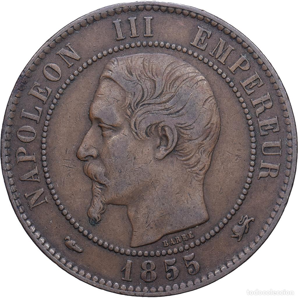 Monedas antiguas de Europa: [#1530731] Francia, Napoleon III, 10 Centimes, 1855, Lyon, chien, Bronce, MBC+