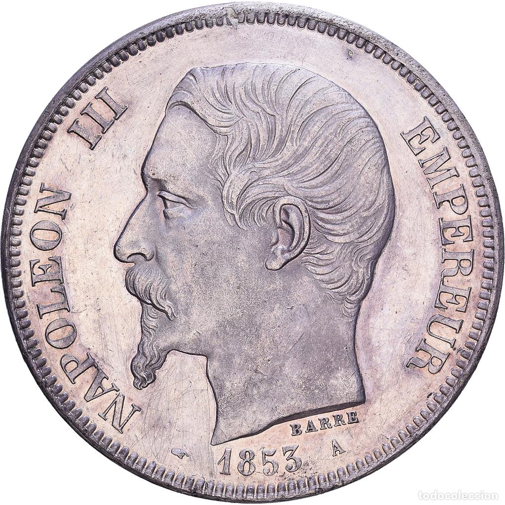 Monedas antiguas de Europa: [#982601] Francia, Napoleon III, 5 Francs, Barre, 1853, Paris, Epreuve, Plata, EBC