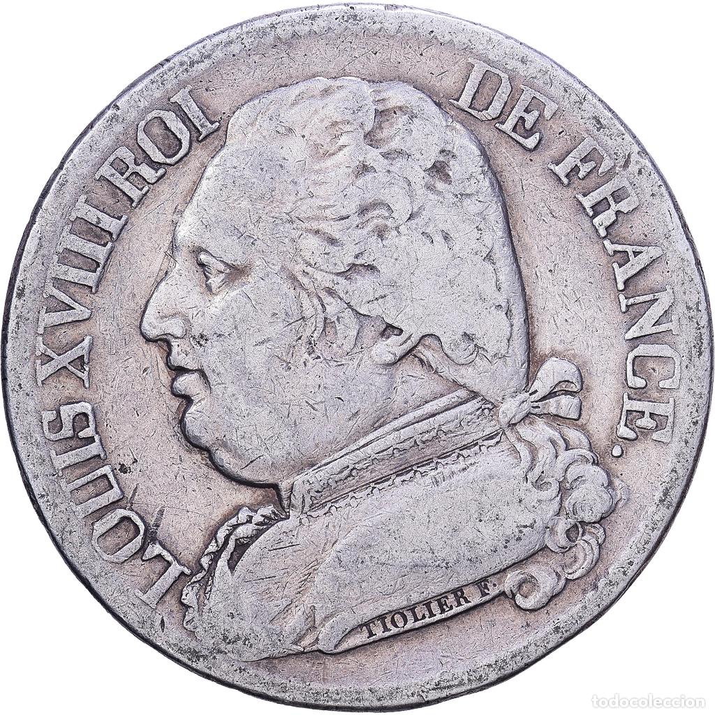 Monedas antiguas de Europa: [#1531284] Francia, Louis XVIII, 5 Francs, 1814, Bayonne, Plata, MBC, Gadoury:591