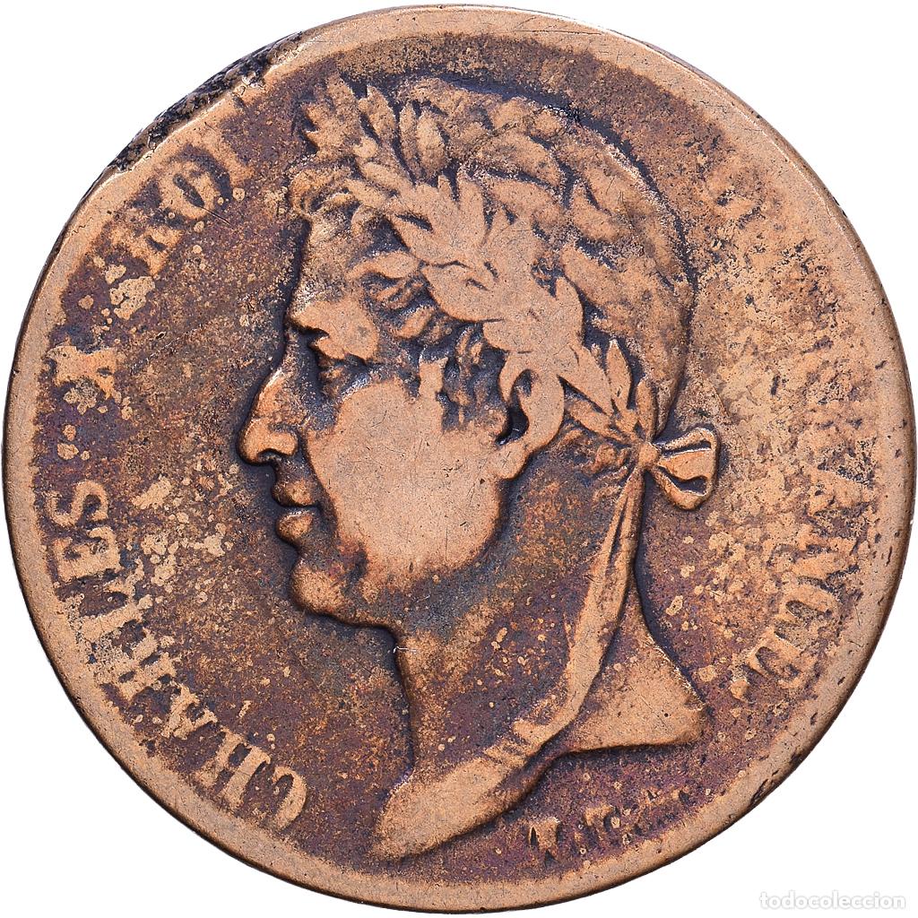 Monedas antiguas de Europa: [#1530676] COLONIAS FRANCESAS, Charles X, 5 Centimes, 1827, La Rochelle, Bronce, BC+