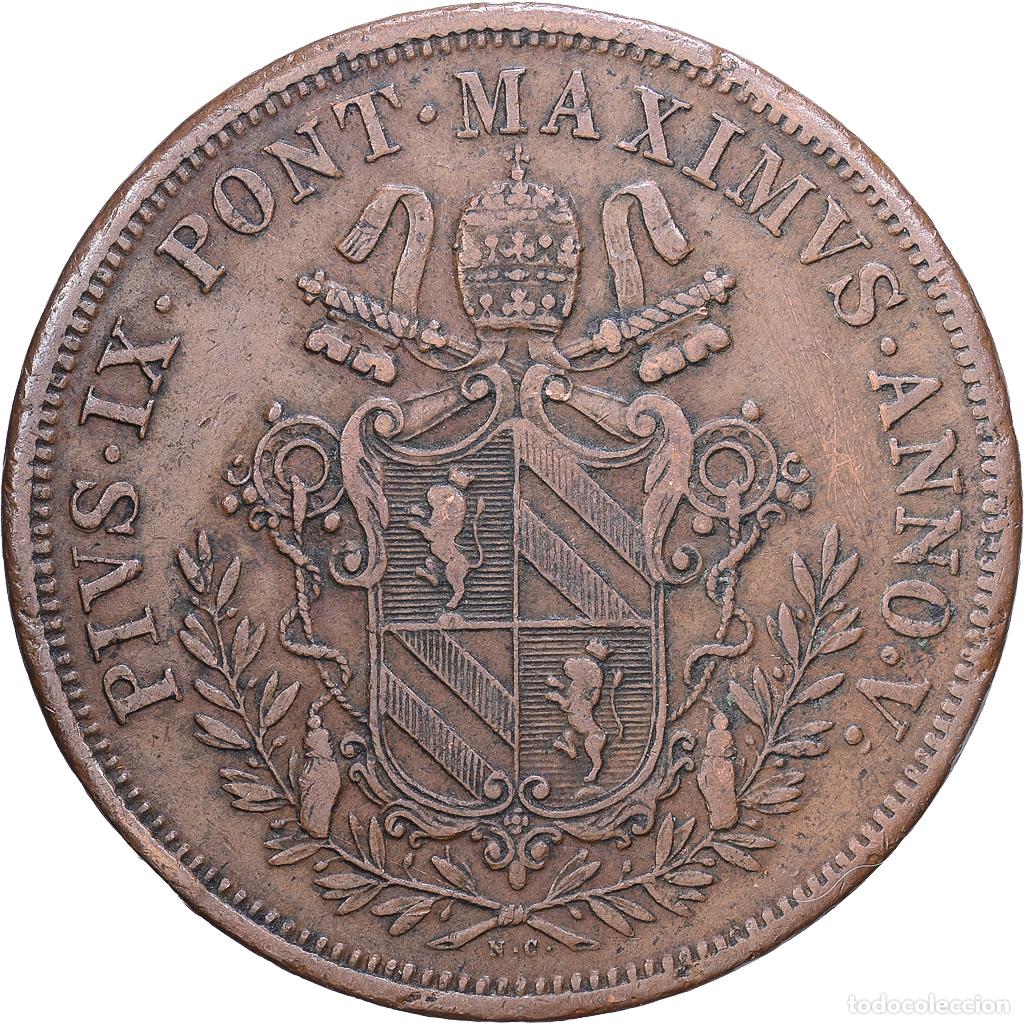 Monedas antiguas de Europa: [#1530840] Estados italianos, PAPAL STATES, Pius IX, 5 Baiocchi, 1850 (AN V), Bologna