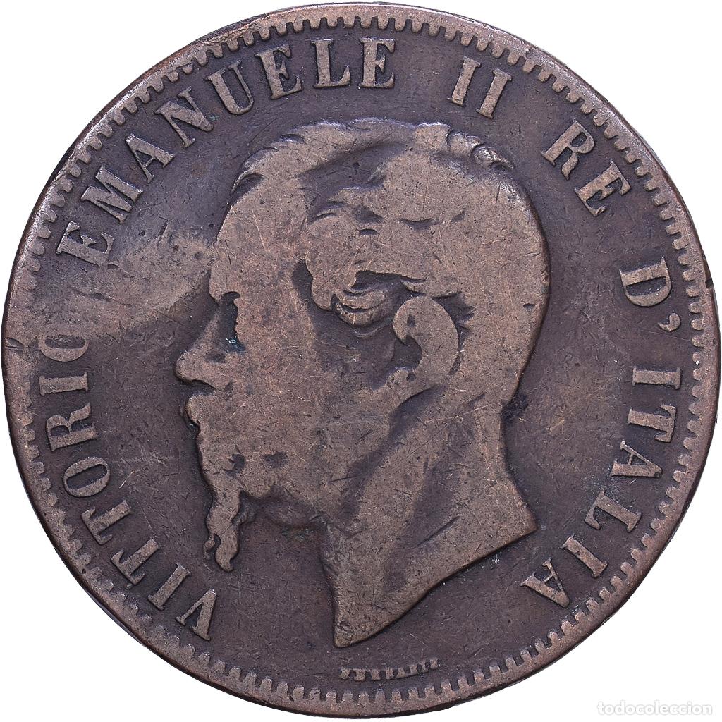 Moedas antigas da Europa: [#1530631] Italia, Vittorio Emanuele II, 10 Centesimi, 1867, Heaton, Cobre, BC+, KM:11