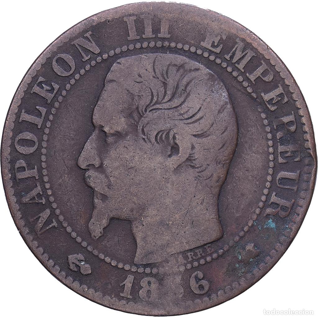 Monedas antiguas de Europa: [#1530645] Francia, Napoleon III, 5 Centimes, 1856, Bordeaux, Bronce, BC+, Gadoury:152