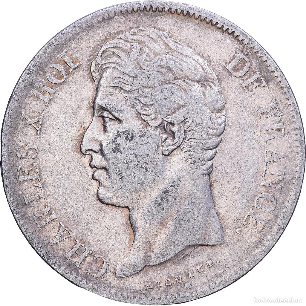 Monedas antiguas de Europa: [#1531296] Francia, Charles X, 5 Francs, 1827, Lille, Plata, MBC, Gadoury:644