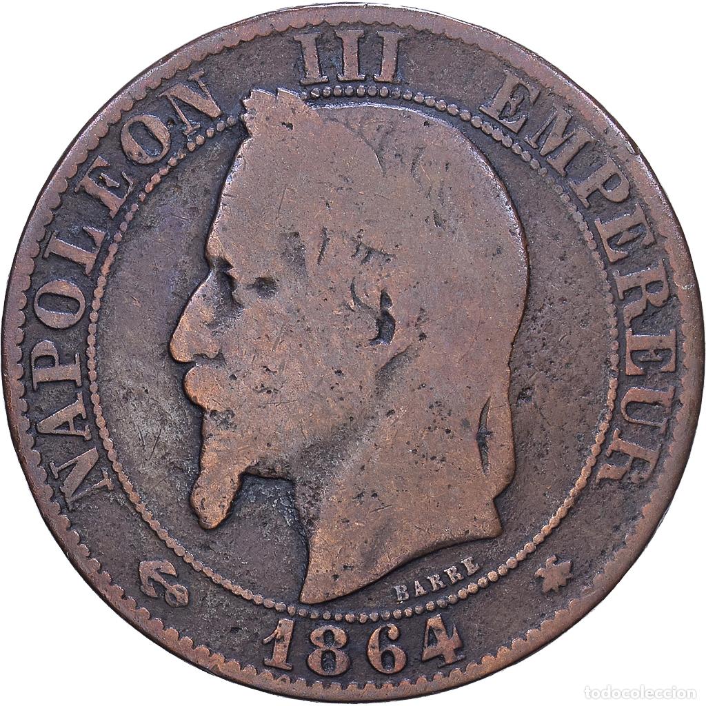 Monedas antiguas de Europa: [#1530658] Francia, Napoleon III, 5 Centimes, 1864, Paris, Bronce, BC+, Gadoury:155