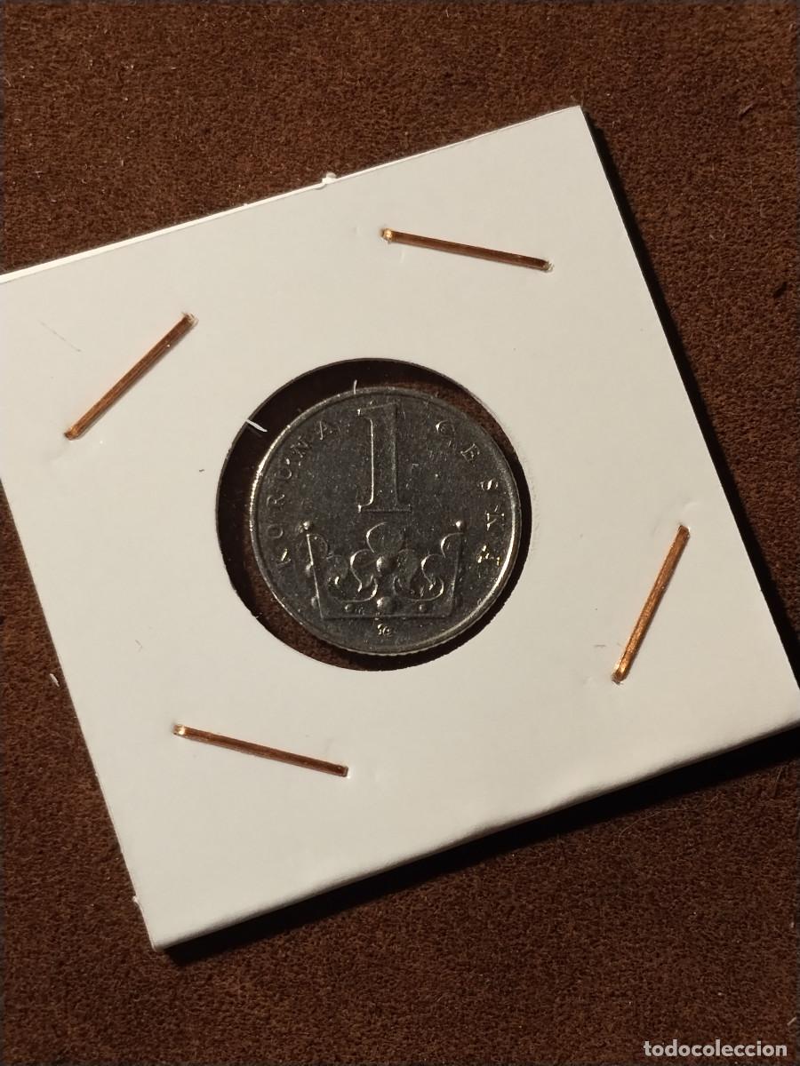 Monedas antiguas de Europa: Rep&uacute;blica Checa 1 Koruna 1993 Primer A&ntilde;o de Emisi&oacute;n Le&oacute;n Her&aacute;ldico