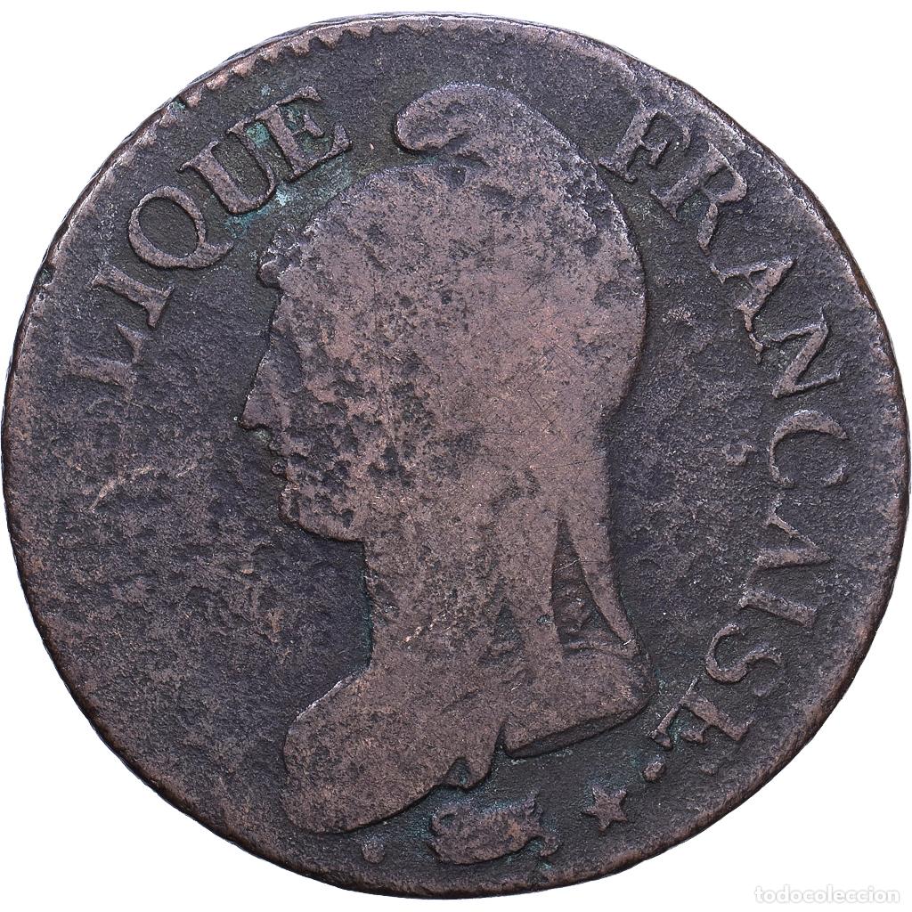 Monedas antiguas de Europa: [#1530819] Francia, 5 Centimes, Dupr&eacute;, AN 8 (1799-1800), Metz, Bronce, BC+, Gadoury:126a