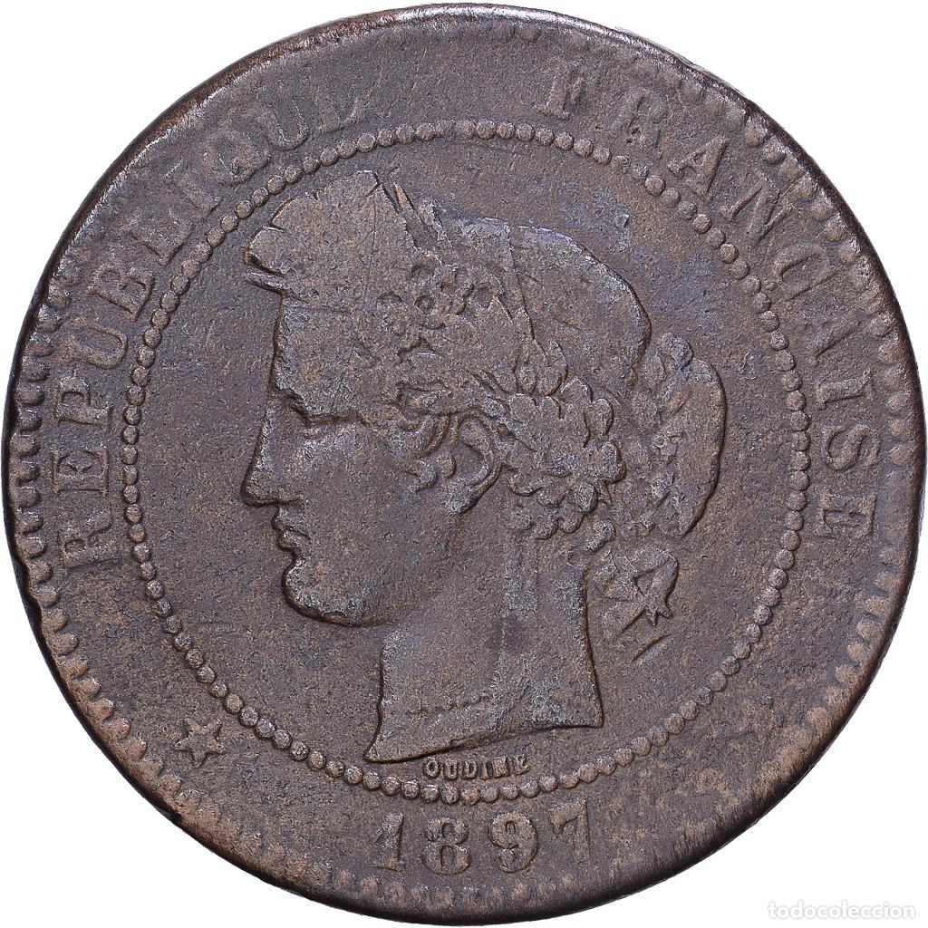 Monedas antiguas de Europa: [#1530664] Francia, C&eacute;r&egrave;s, 10 Centimes, 1897, Paris, BC+, Bronce, KM:815.1, Gadoury:265a