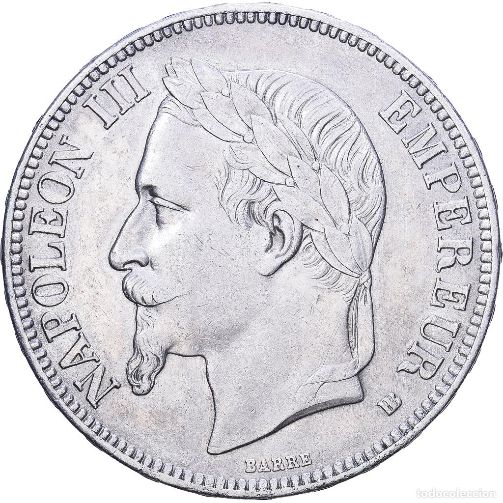Monedas antiguas de Europa: [#1531273] Francia, Napoleon III, 5 Francs, 1868, Strasbourg, Plata, MBC, Gadoury:739