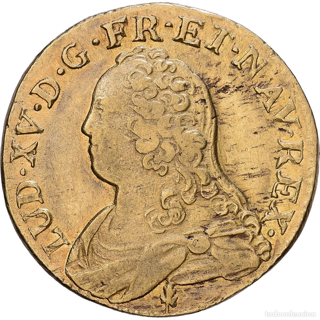 Monedas antiguas de Europa: [#1548047] Francia, Louis XV, Louis d'or aux lunettes, 1726, Riom, Oro, BC+, Gadoury:340