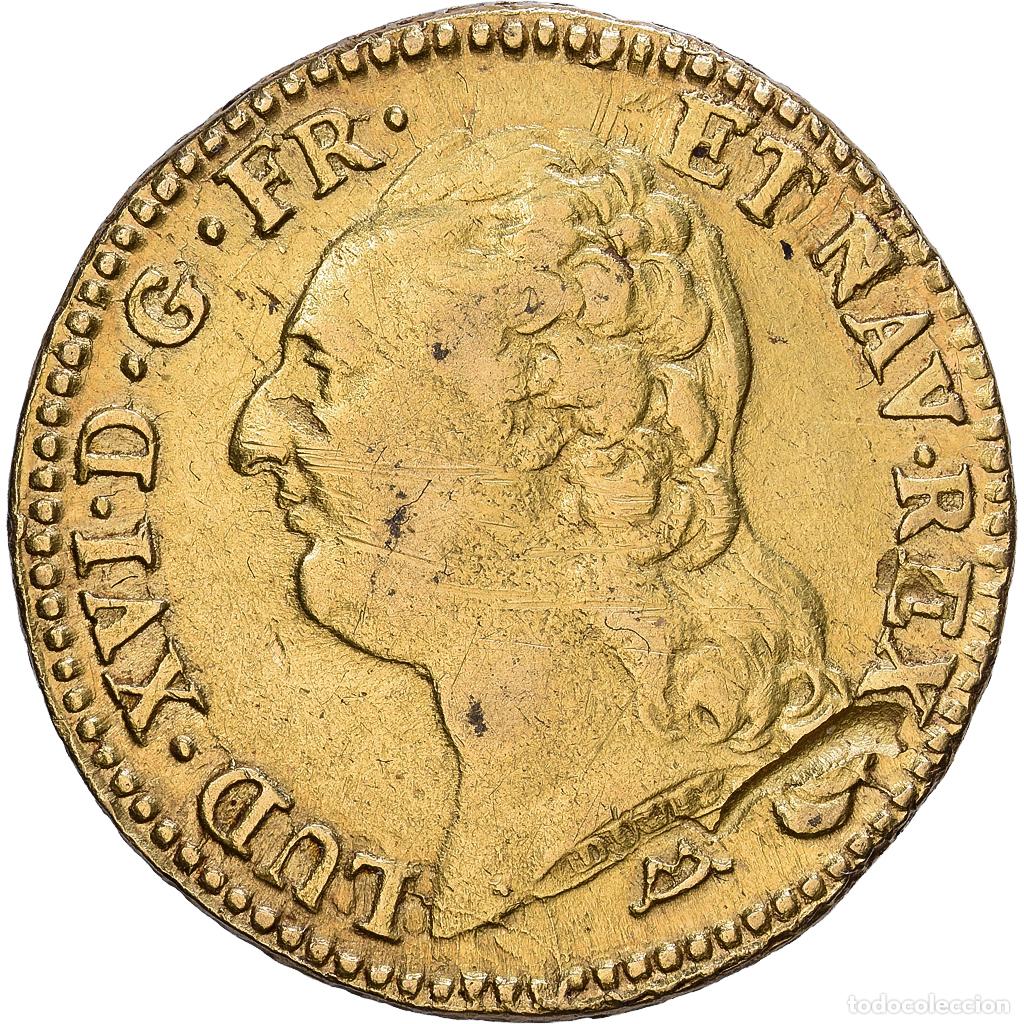 Monedas antiguas de Europa: [#1548048] Francia, Louis XVI, Louis d'or &agrave; la t&ecirc;te nue, 1786, Montpellier, Oro, BC+