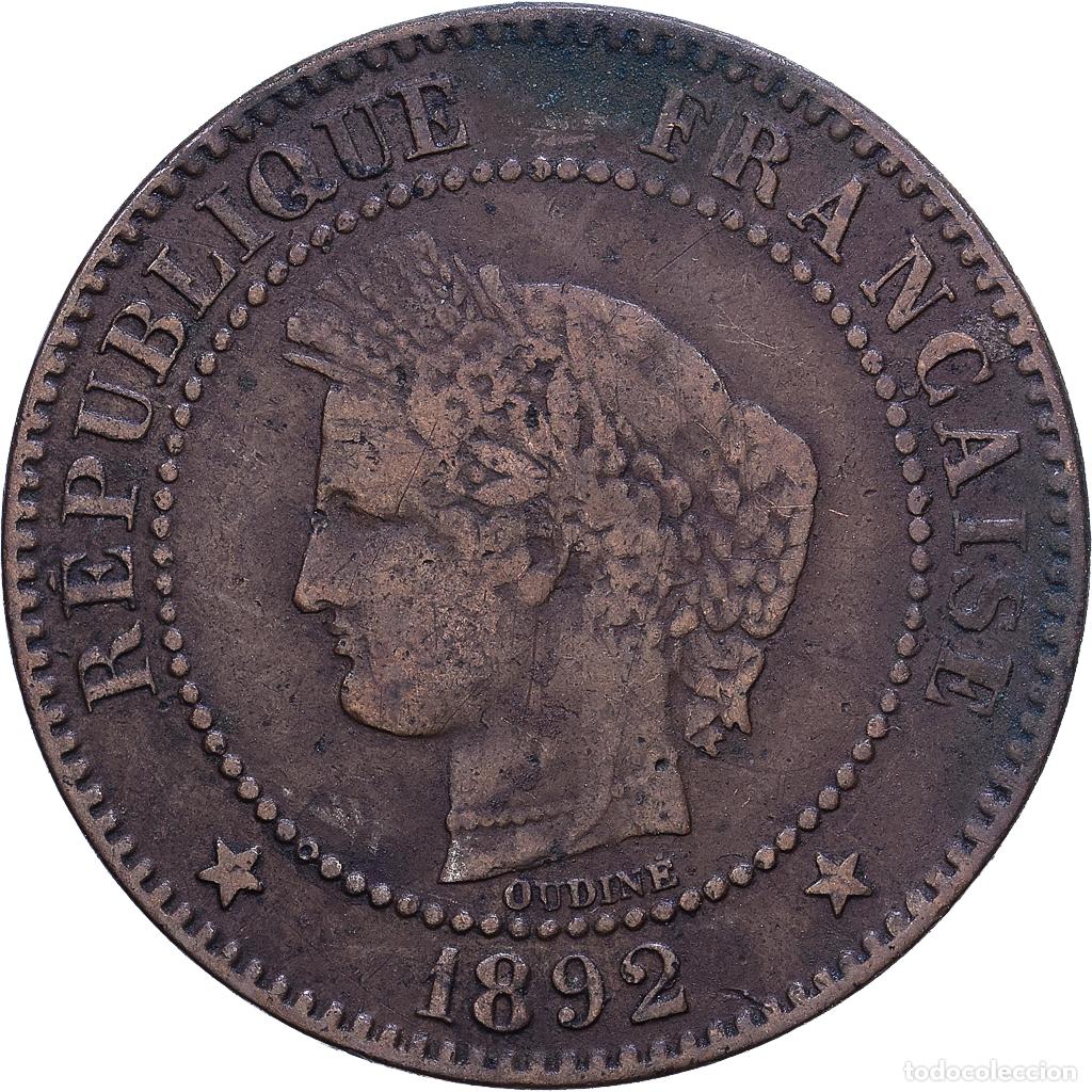 Monedas antiguas de Europa: [#1530683] Francia, 2 Centimes, C&eacute;r&egrave;s, 1892, Paris, Bronce, BC+, Gadoury:105