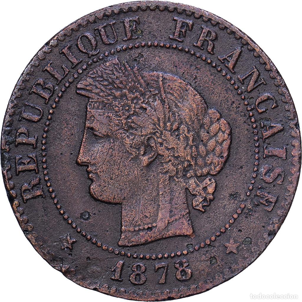 Monedas antiguas de Europa: [#1530685] Francia, Centime, C&eacute;r&egrave;s, 1878, Paris, Bronce, BC+, Gadoury:88, KM:826.1