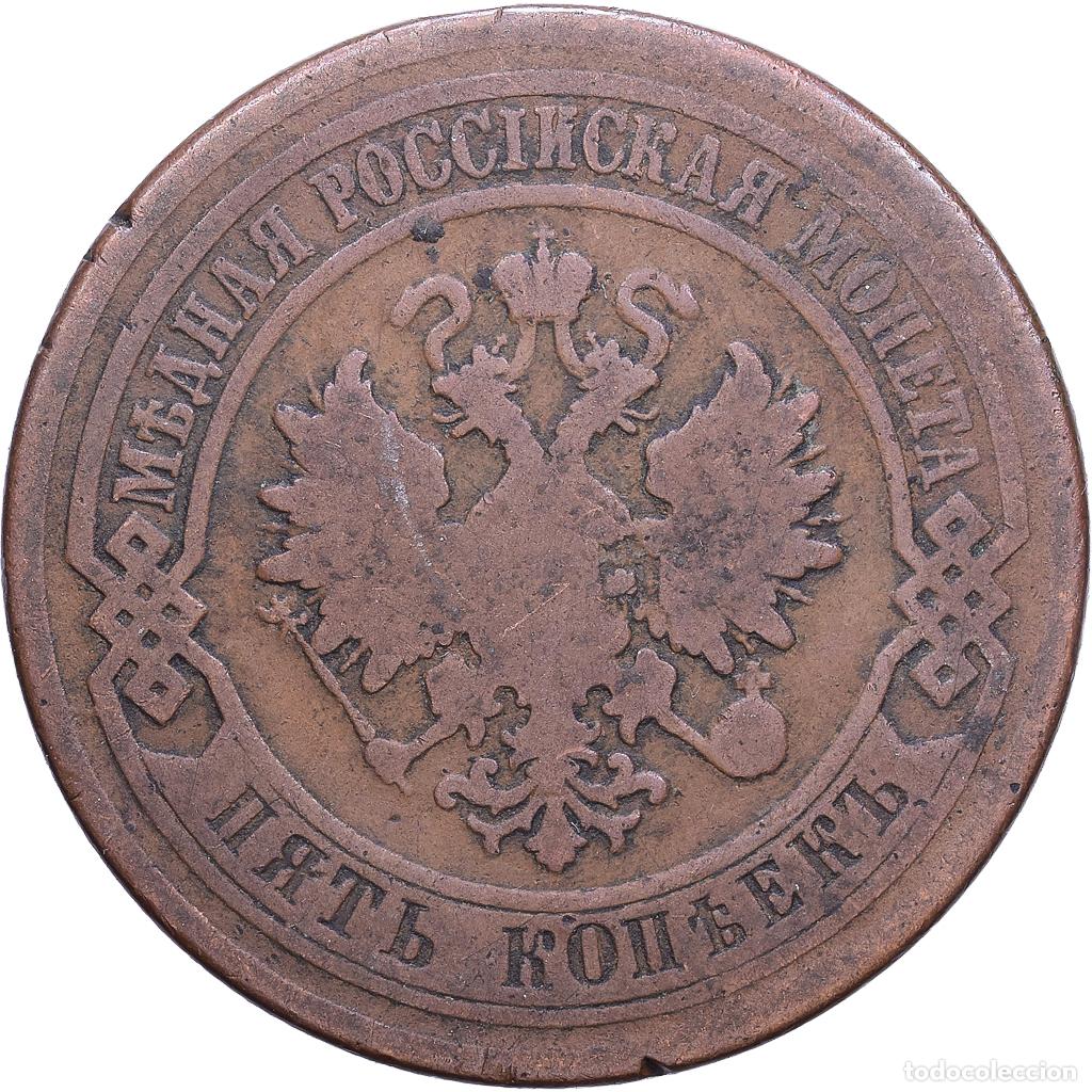 Monedas antiguas de Europa: [#1530716] Rusia, Nicholas II, 5 Kopeks, 1881, Saint Petersburg, Cobre, BC+, KM:12.2