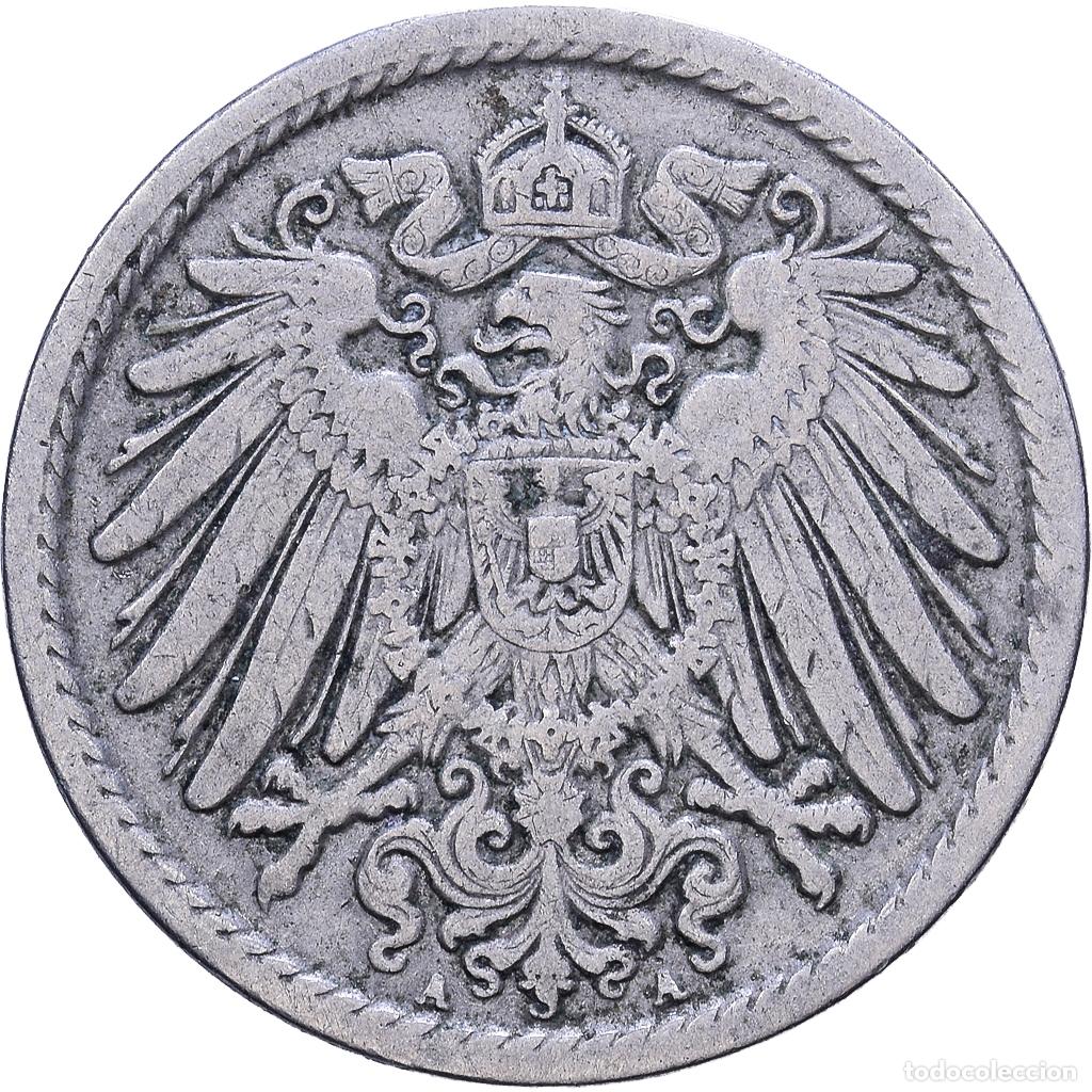 Monedas antiguas de Europa: [#1530624] ALEMANIA - IMPERIO, Wilhelm II, 5 Pfennig, 1909, Berlin, Cobre - n&iacute;quel, MBC+