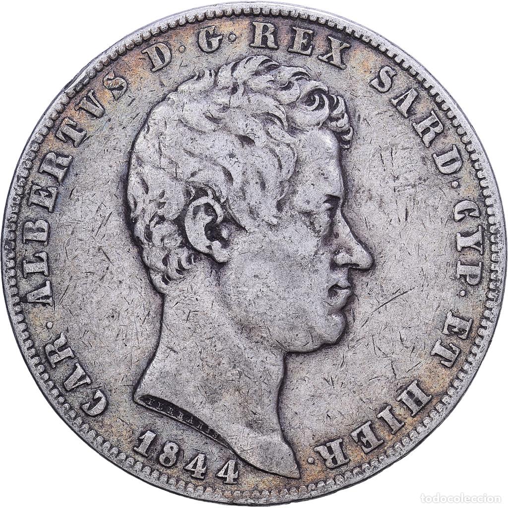 Monedas antiguas de Europa: [#1531306] Estados italianos, SARDINIA, Carlo Alberto, 5 Lire, 1844, Plata, MBC