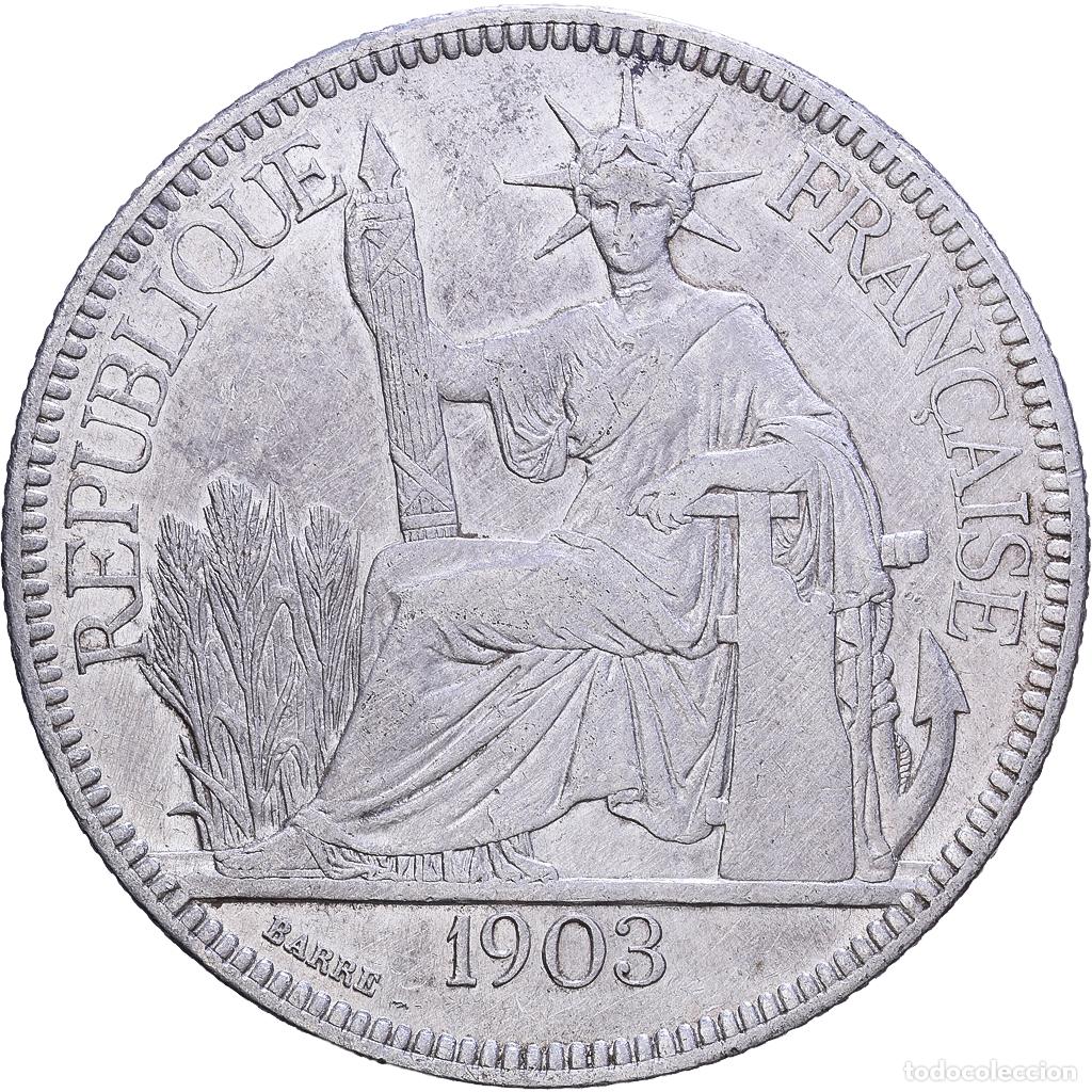Monedas antiguas de Europa: [#1531312] Indochina Francesa, Piastre, 1903, Paris, Plata, BC+