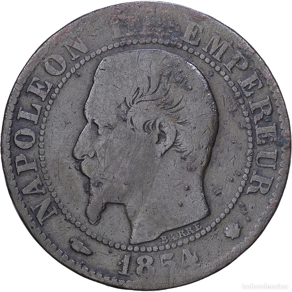 Monedas antiguas de Europa: [#1530651] Francia, Napoleon III, 5 Centimes, 1854, Marseille, Bronce, BC+, Gadoury:152