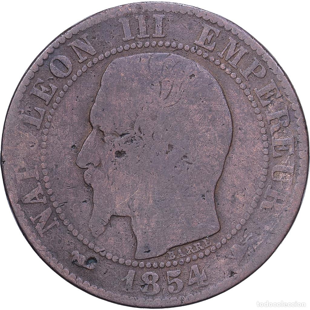 Monedas antiguas de Europa: [#1530652] Francia, Napoleon III, 5 Centimes, 1854, Lyon, Bronce, BC+, Gadoury:152