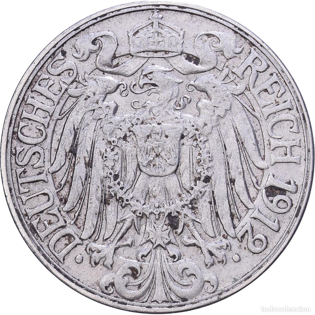 Monedas antiguas de Europa: [#1530834] ALEMANIA - IMPERIO, Wilhelm II, 25 Pfennig, 1912, Stuttgart, N&iacute;quel, MBC, KM:18