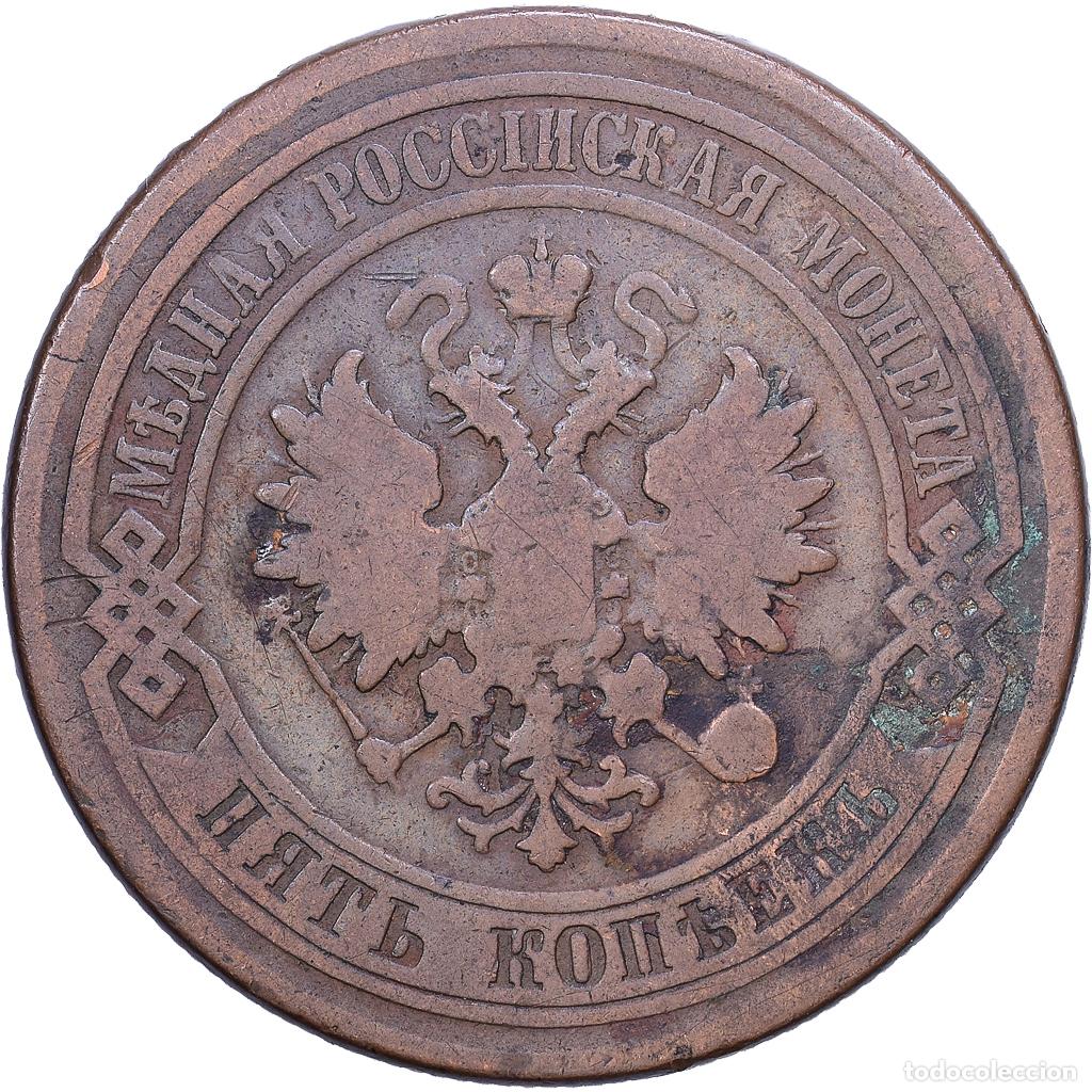 Monedas antiguas de Europa: [#1530907] Rusia, Nicholas II, 5 Kopeks, 1878, Saint Petersburg, Cobre, BC+, KM:12.2