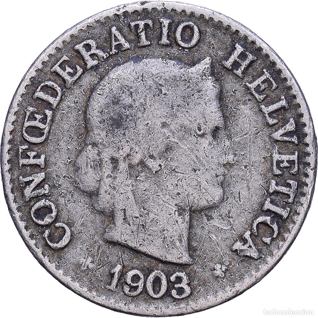 Monnaies anciennes de Europe: [#1530691] Suiza, 5 Rappen, 1903, Bern, Cobre - n&iacute;quel, BC+, KM:26