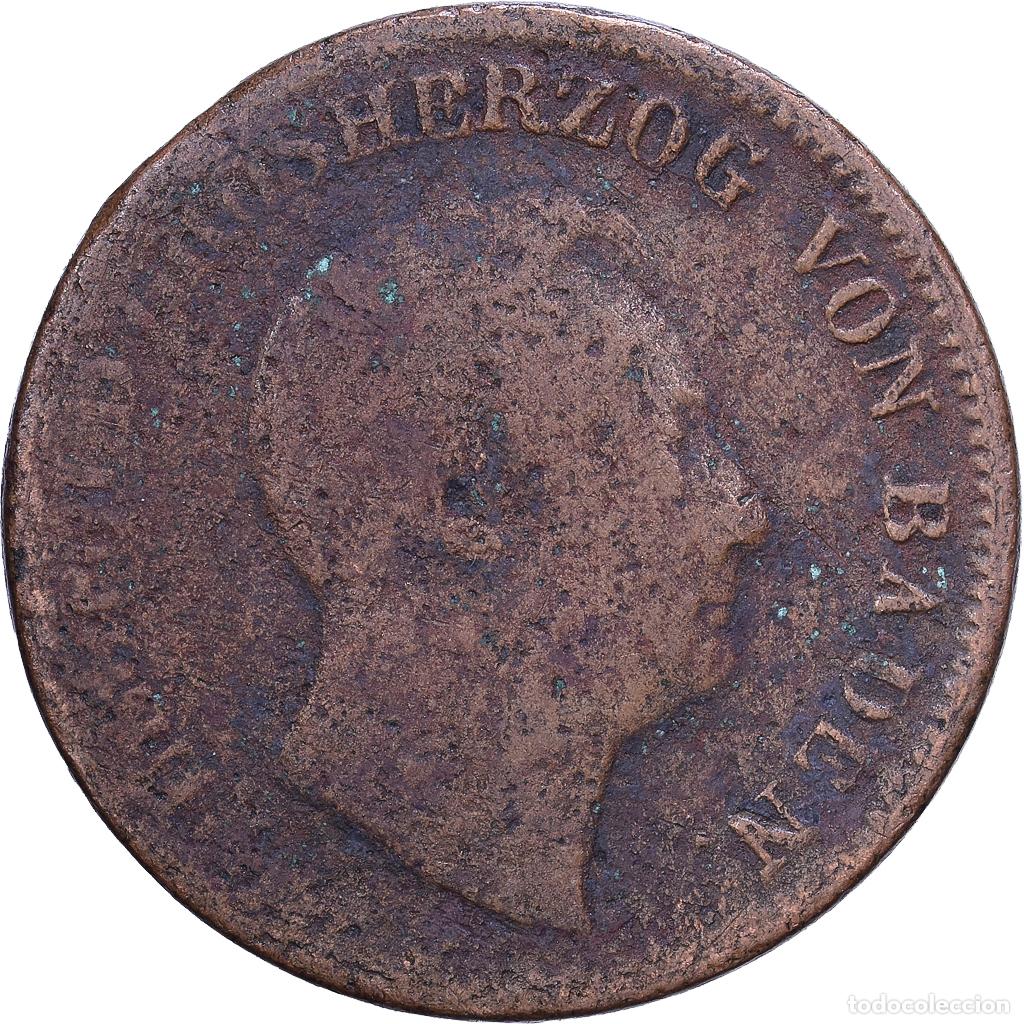 Monedas antiguas de Europa: [#1530850] Estados alemanes, BADEN, Leopold I, Kreuzer, 1852, Cobre, BC+, KM:218.2