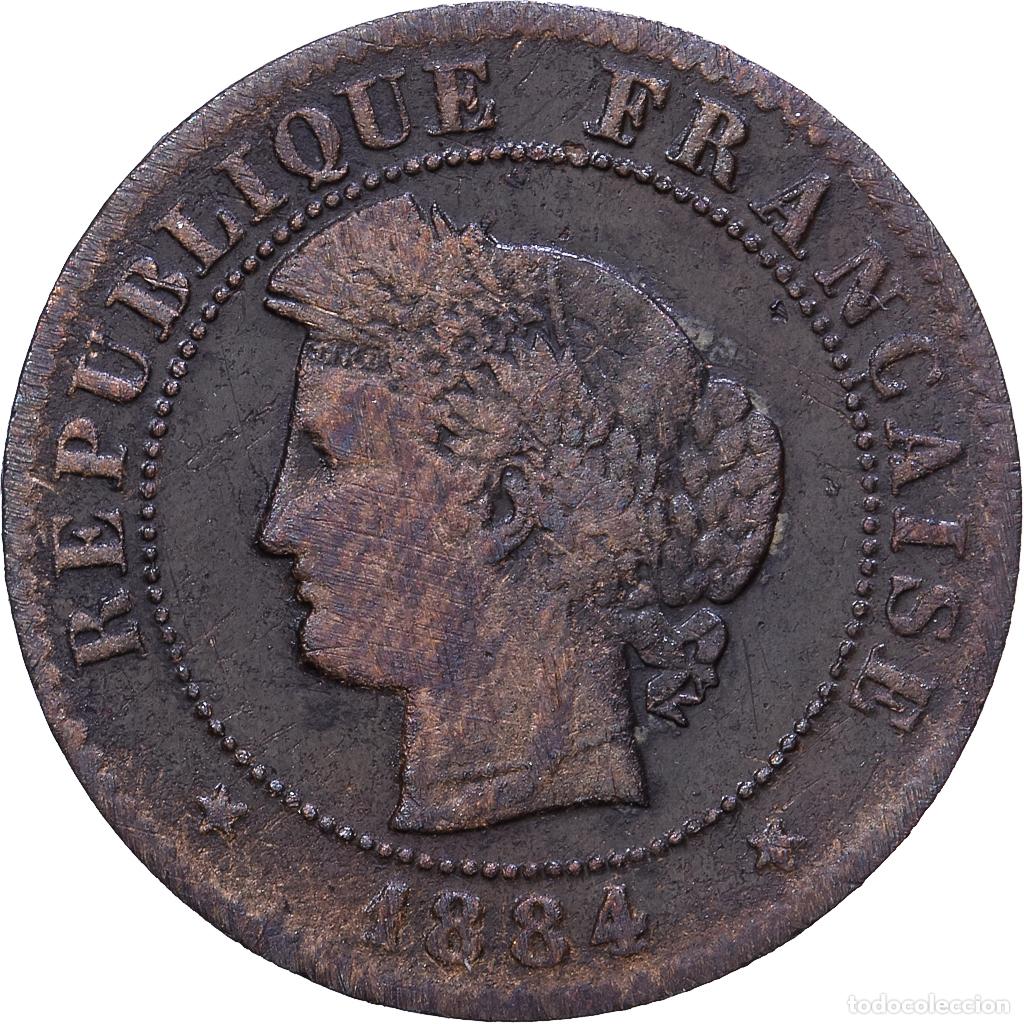 Monedas antiguas de Europa: [#1530686] Francia, Centime, C&eacute;r&egrave;s, 1884, Paris, Bronce, BC+, Gadoury:88, KM:826.1