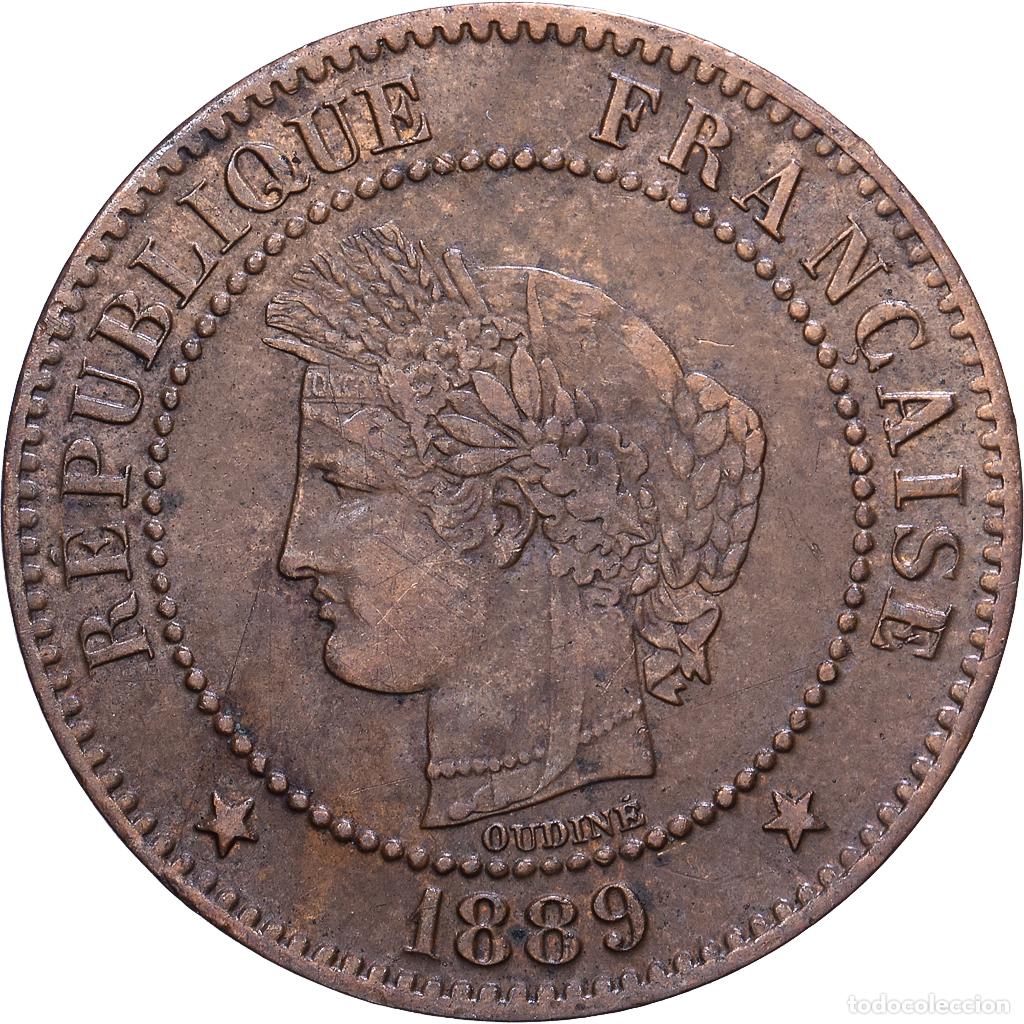 Monedas antiguas de Europa: [#1530682] Francia, 2 Centimes, C&eacute;r&egrave;s, 1889, Paris, Bronce, BC+, Gadoury:105