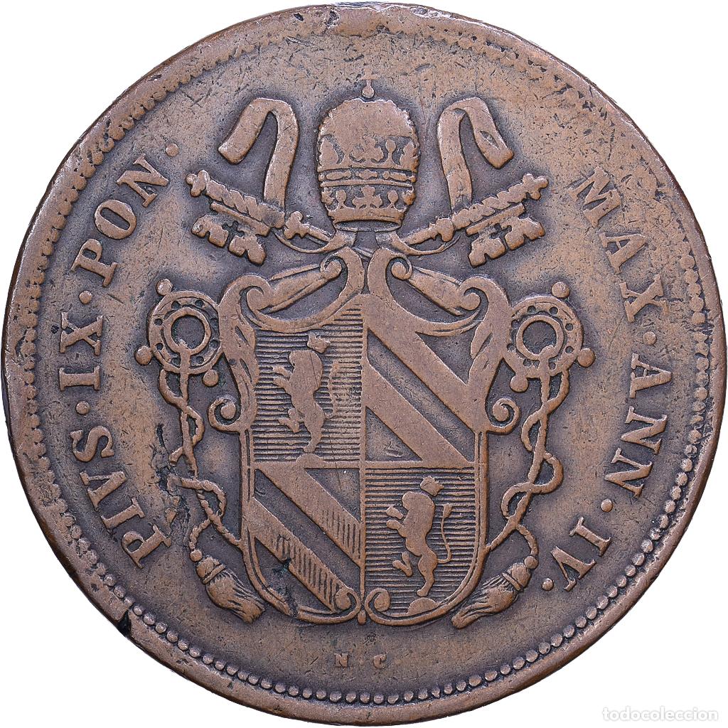 Monedas antiguas de Europa: [#1530909] Papal States, Pius IX, 2 Baiocchi, 1850, Rome, Cobre, MBC, KM:1344