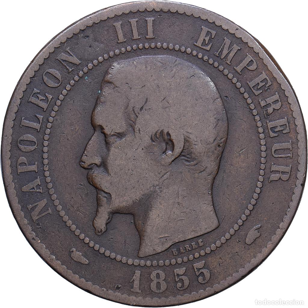 Monedas antiguas de Europa: [#1530730] Francia, Napoleon III, 10 Centimes, 1855, Paris, chien, Bronce, BC+