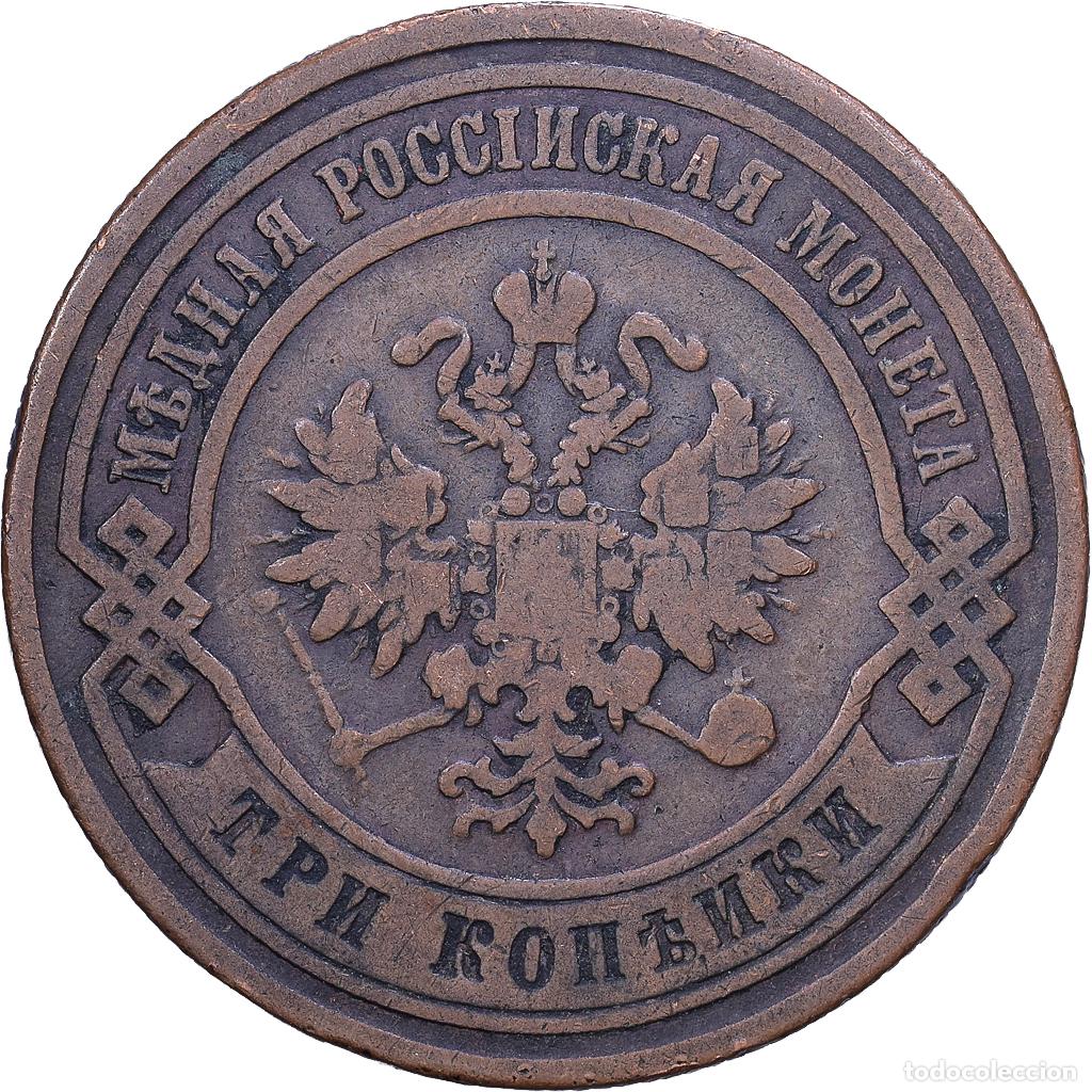 Monedas antiguas de Europa: [#1530880] Rusia, Nicholas II, 3 Kopeks, 1882, Saint Petersburg, Cobre, MBC, KM:11.2