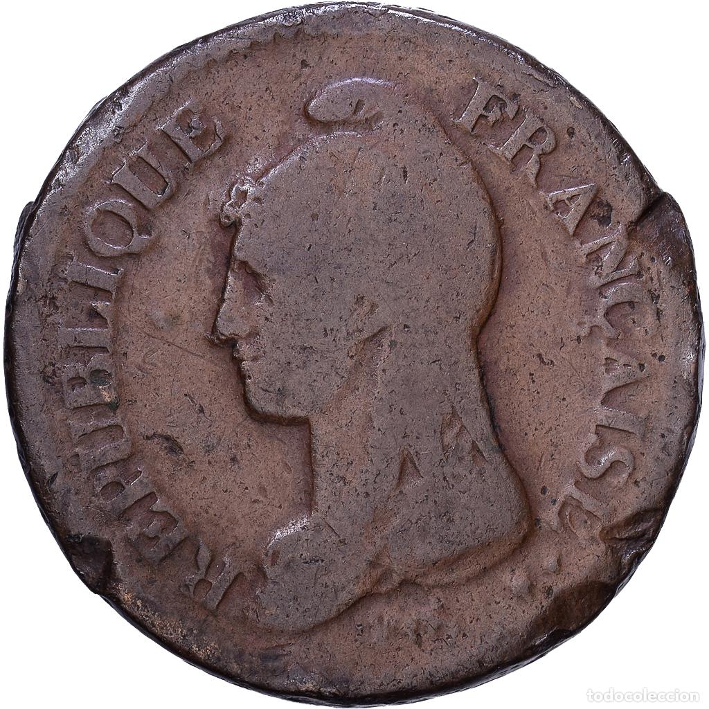 Monedas antiguas de Europa: [#1530594] Francia, Decime, Dupr&eacute;, AN 8, Metz, Bronce, BC+, Gadoury:187a, KM:644.2