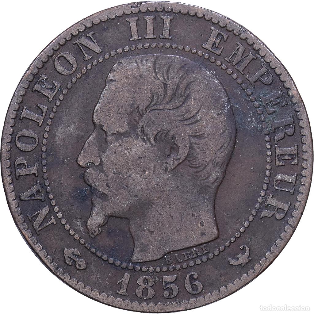 Monedas antiguas de Europa: [#1530657] Francia, Napoleon III, 5 Centimes, 1856, Lille, Bronce, BC+, Gadoury:152