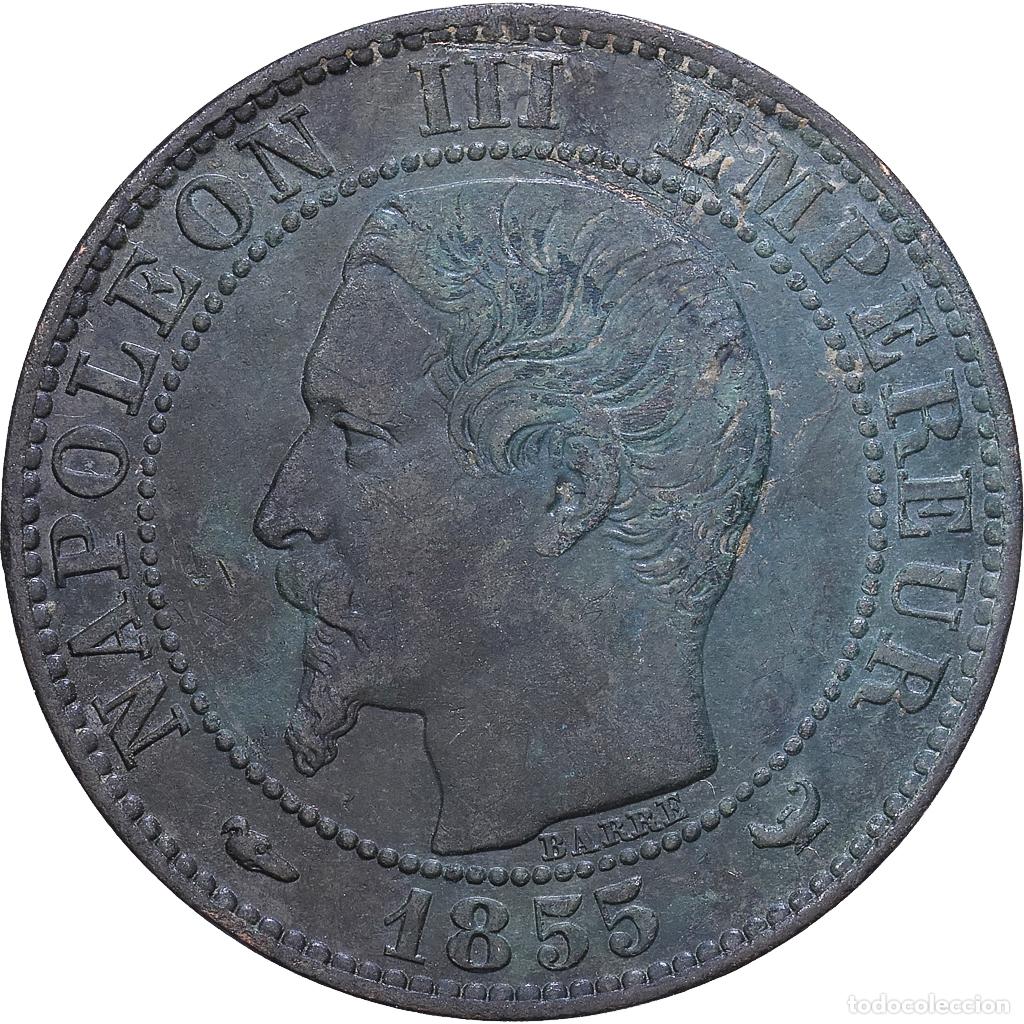 Monedas antiguas de Europa: [#1530647] Francia, Napoleon III, 5 Centimes, 1855, Lille, Chien / Dog, Bronce, BC+
