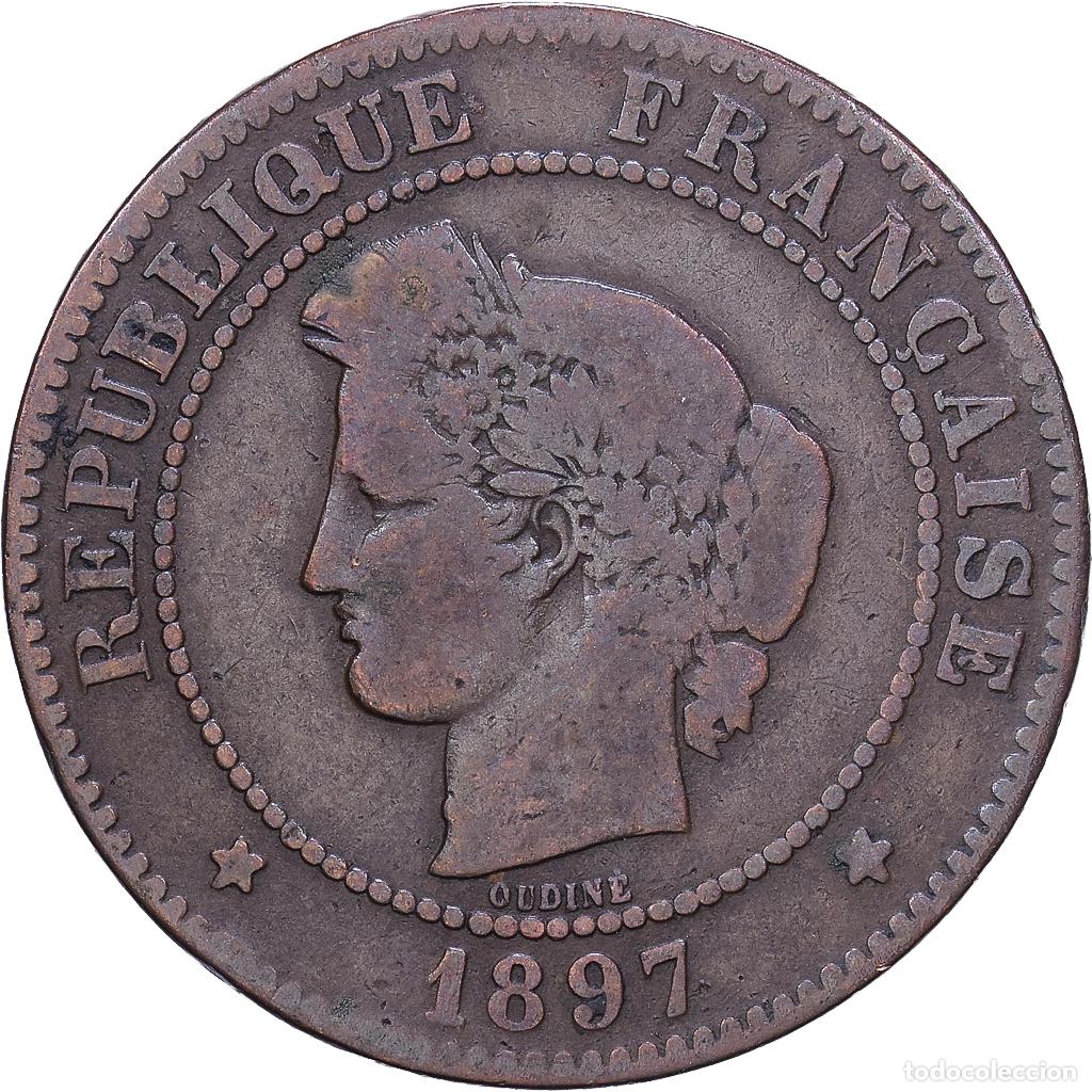 Monedas antiguas de Europa: [#1530659] Moneda, Francia, C&eacute;r&egrave;s, 5 Centimes, 1897, Paris, BC+, Bronce, KM:821.1