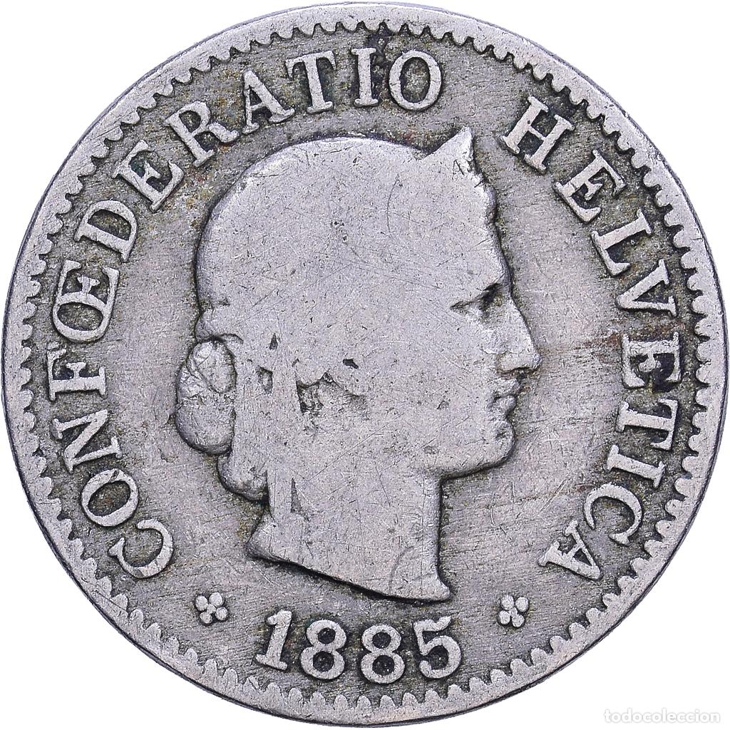 Monedas antiguas de Europa: [#1530692] Suiza, 5 Rappen, 1885, Bern, Cobre - n&iacute;quel, BC+, KM:26