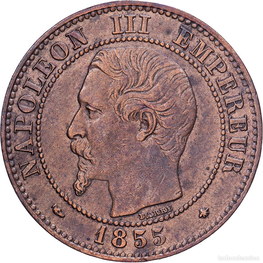 Monedas antiguas de Europa: [#1530679] Francia, Napoleon III, 2 Centimes, 1855, Strasbourg, Dog, Bronce, MBC
