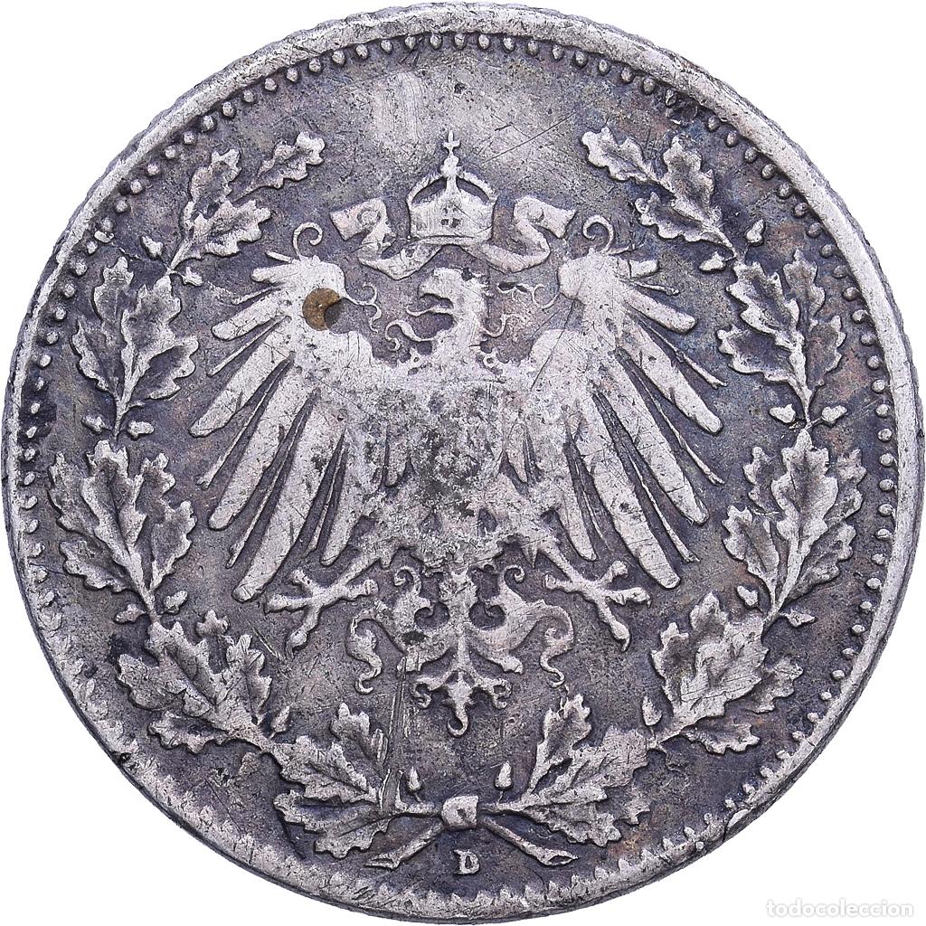 Monedas antiguas de Europa: [#1530711] ALEMANIA - IMPERIO, 1/2 Mark, 1917, Munich, Plata, MBC+, KM:17