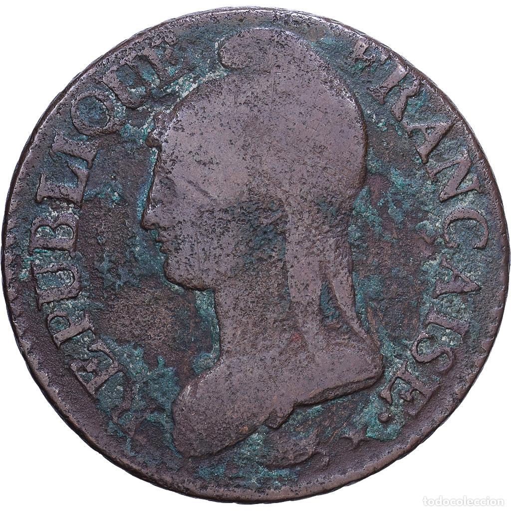 Monedas antiguas de Europa: [#1530853] Francia, 5 Centimes, Dupr&eacute;, AN 7, Strasbourg, Cobre, BC+, Gadoury:126
