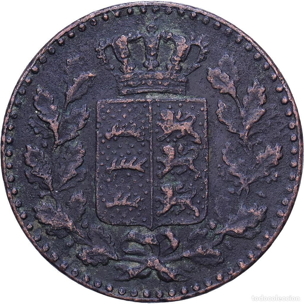 Monedas antiguas de Europa: [#1530800] Estados alemanes, WURTTEMBERG, Karl, 1/2 Kreuzer, 1865, Cobre, BC+
