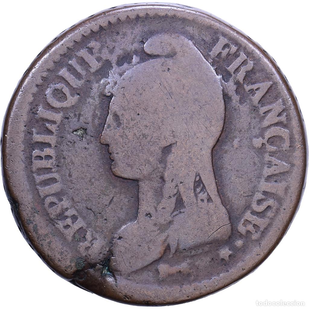 Monedas antiguas de Europa: [#1530809] Francia, Decime, Dupr&eacute;, AN (5?), Paris, Grand Module, Bronce, BC, Gadoury:187