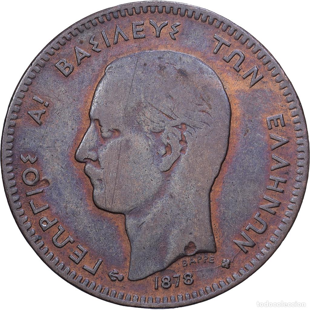 Monedas antiguas de Europa: [#1530849] Grecia, George I, 5 Lepta, 1878, Athens, Cobre, BC+, KM:54