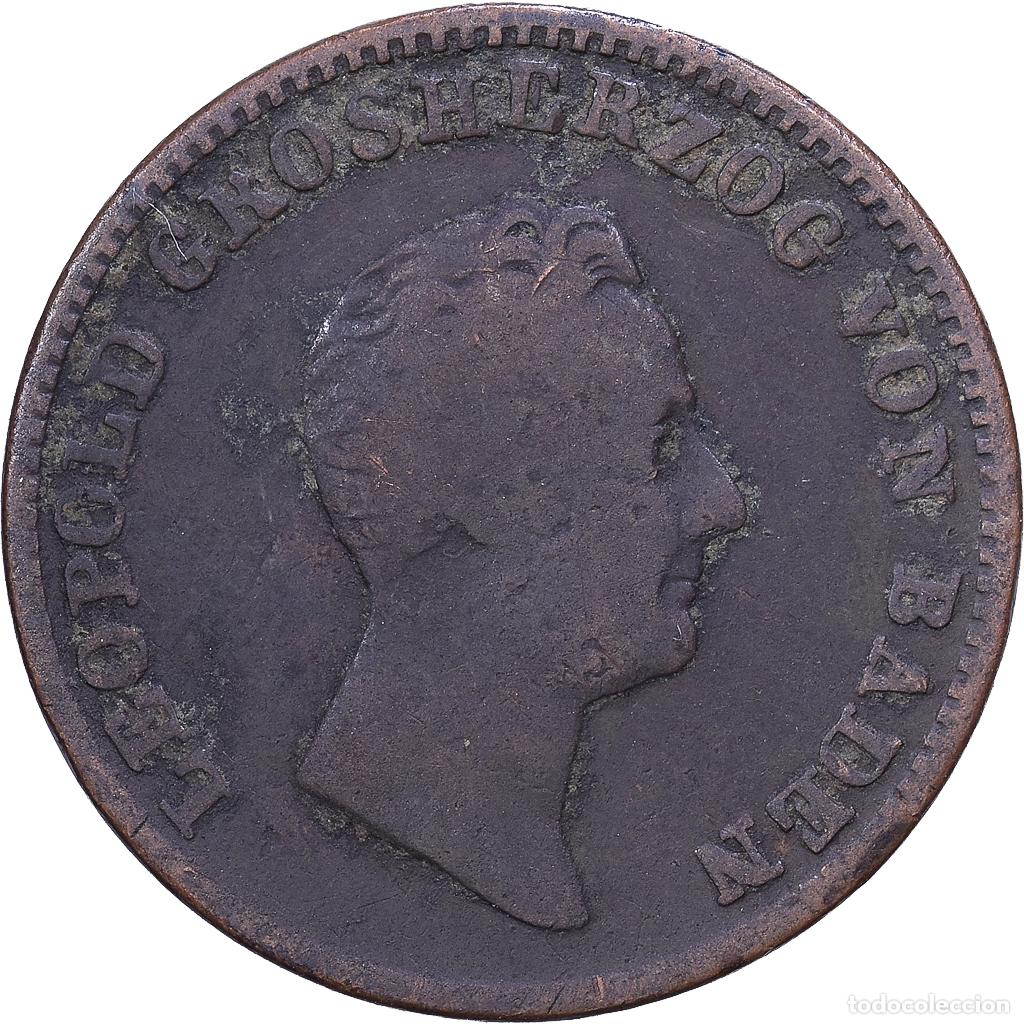 Monedas antiguas de Europa: [#1530943] Estados alemanes, BADEN, Leopold I, Kreuzer, 1836, Karlsruhe, Cobre, BC+, KM:203