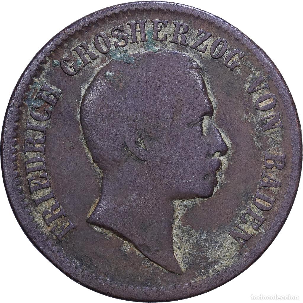 Monedas antiguas de Europa: [#1530848] Grand Duchy of Baden, Friedrich I, Kreuzer, 1856, Cobre, BC+, KM:232