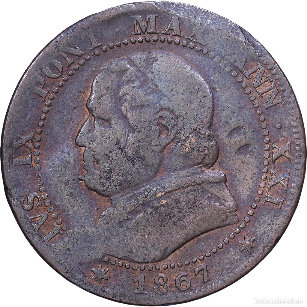 Monedas antiguas de Europa: [#1530904] Estados italianos, PAPAL STATES, Pius IX, Soldo, 5 Centesimi, 1867, Rome, Cobre