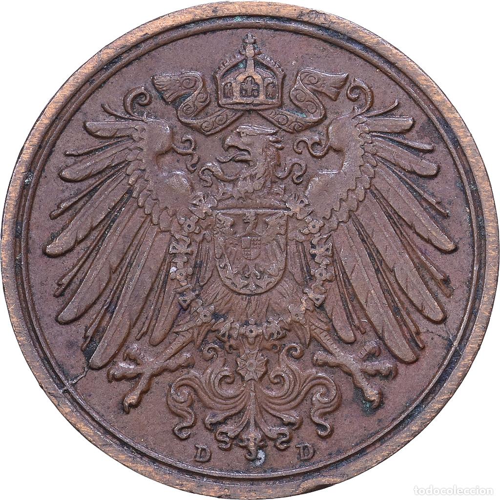 Monedas antiguas de Europa: [#1530922] ALEMANIA - IMPERIO, Wilhelm II, Pfennig, 1913, Munich, Cobre, MBC, KM:10