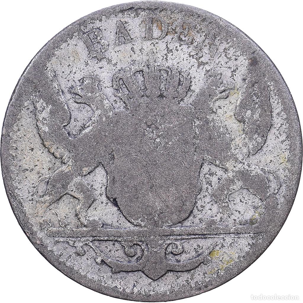 Monedas antiguas de Europa: [#1530987] Estados alemanes, BADEN, Leopold I, 3 Kreuzer, 1855, Baden, Plata, BC+, KM:211