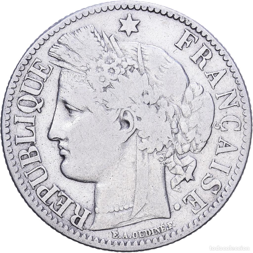Monedas antiguas de Europa: [#1531336] Francia, 2 Francs, C&eacute;r&egrave;s, 1872, Bordeaux, Plata, BC+, Gadoury:530a